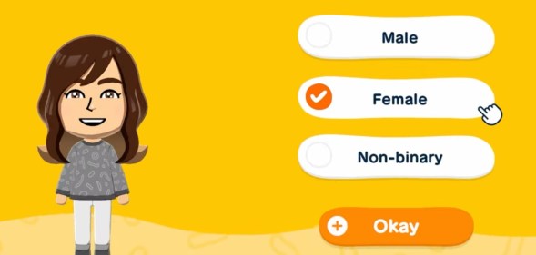 Nintendo’s Tomodachi Life Living the Dream gender selection screen
