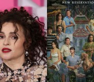 The White Lotus season 4 cast member Helena Bonham Carter and the white lotus poster