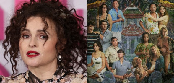 The White Lotus season 4 cast member Helena Bonham Carter and the white lotus poster