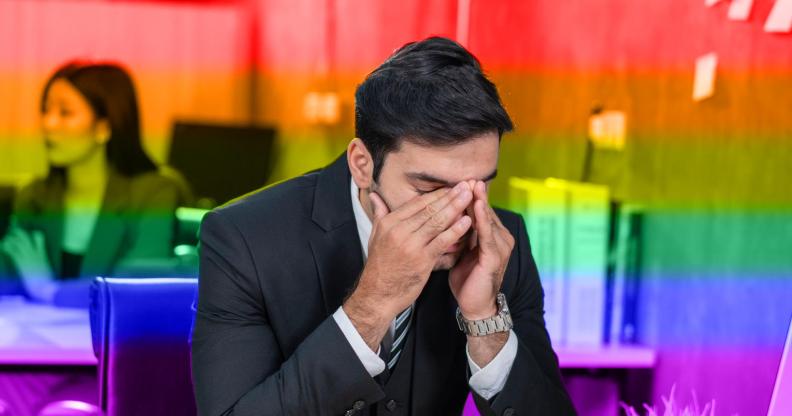 Man stressed at work