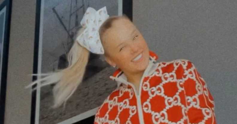 In this image released on April 8, JoJo Siwa attends The 32nd Annual GLAAD Media Awards broadcast on April 08, 2021.