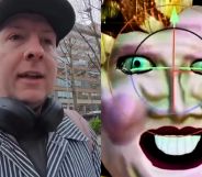 Joe Lycett next to his terrifying creation.