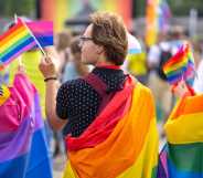 Group of people celebrating the pride month on a pride event