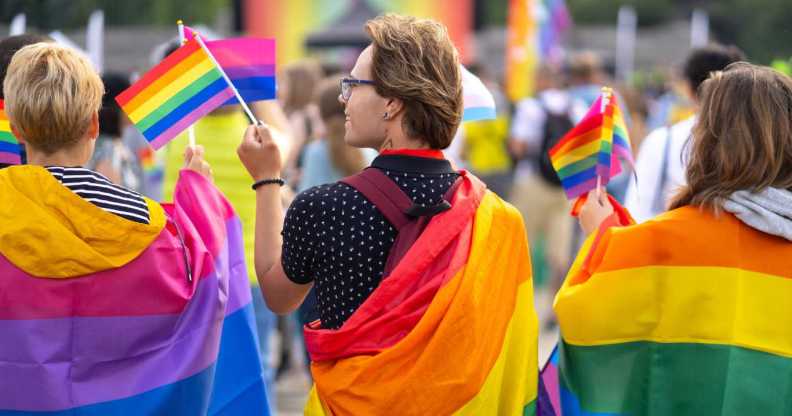 Group of people celebrating the pride month on a pride event