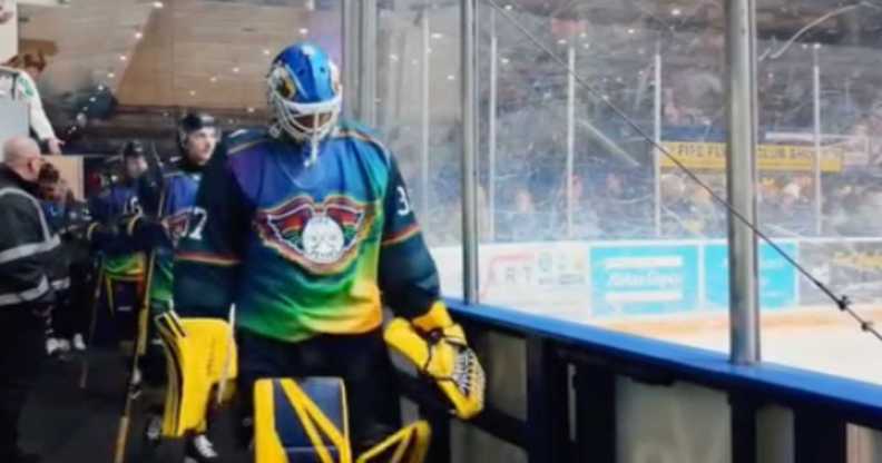 The Fife Flyers only wore the Pride-themed jersey during warm-ups.