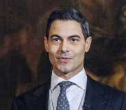 Prime Minister-designate Rob Jetten stand in front of Netherlands' Willem-Alexander during the swearing-in ceremony of the new Jetten cabinet