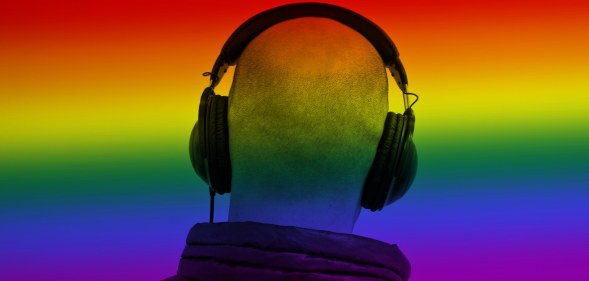 stock image of man wearing headphones