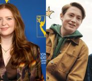 On the left Alice Oseman at the Children and Family Emmy Awards in 2026. On the right a promotional still for Heartstopper season one on Netflix.