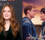 Alice Oseman headshot and still of HeartstopperNick Nelson (Kit Connor) and Charlie Spring (Joe Locke).