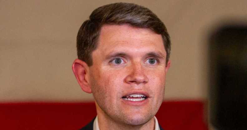 Democratic Texas State Rep. James Talarico speaks to members of the media at the Fire Fighters Hall February 21, 2026 in El Paso, Texas.