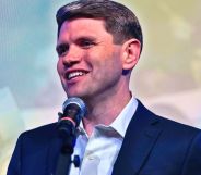 An edited image of James Talarico.