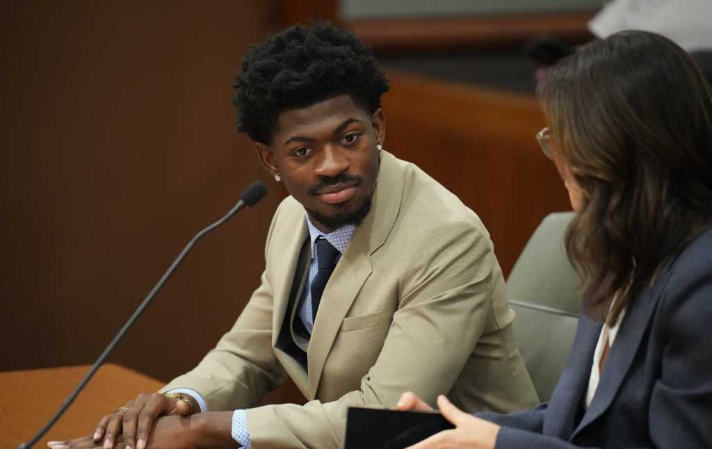 Grammy-winning musician Lil Nas X, whose legal name is Montero Hill, appears in court for a preliminary hearing on four felony charges at Los Angeles Superior Court.