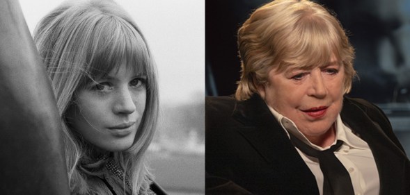 Marianne Faithfull stills, one black and white and the other more recent in colour