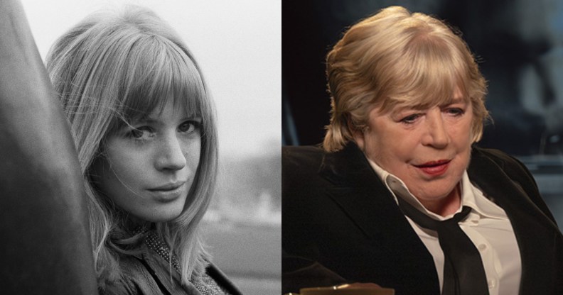 Marianne Faithfull stills, one black and white and the other more recent in colour