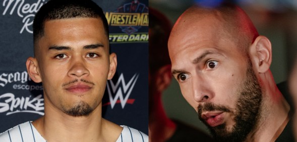 headshots of Sneako and Andrew Tate