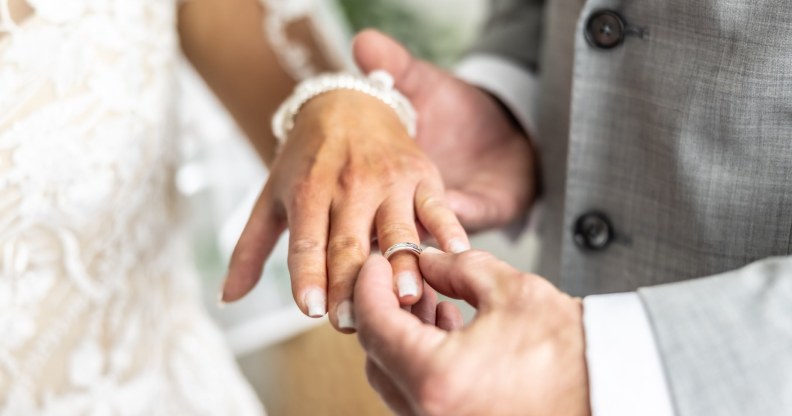 A couple get married