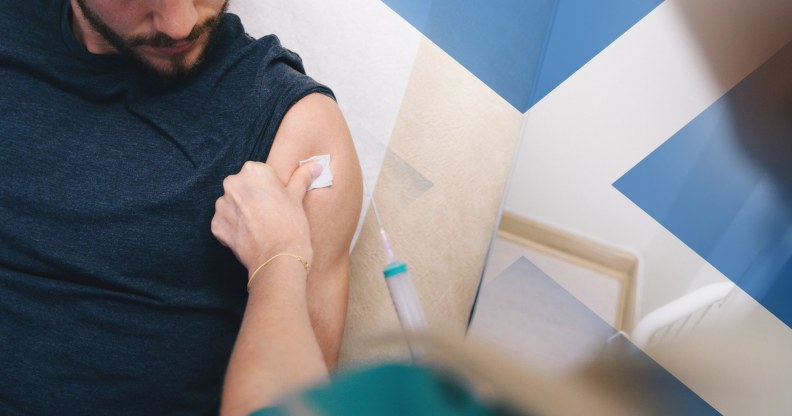 man having injection