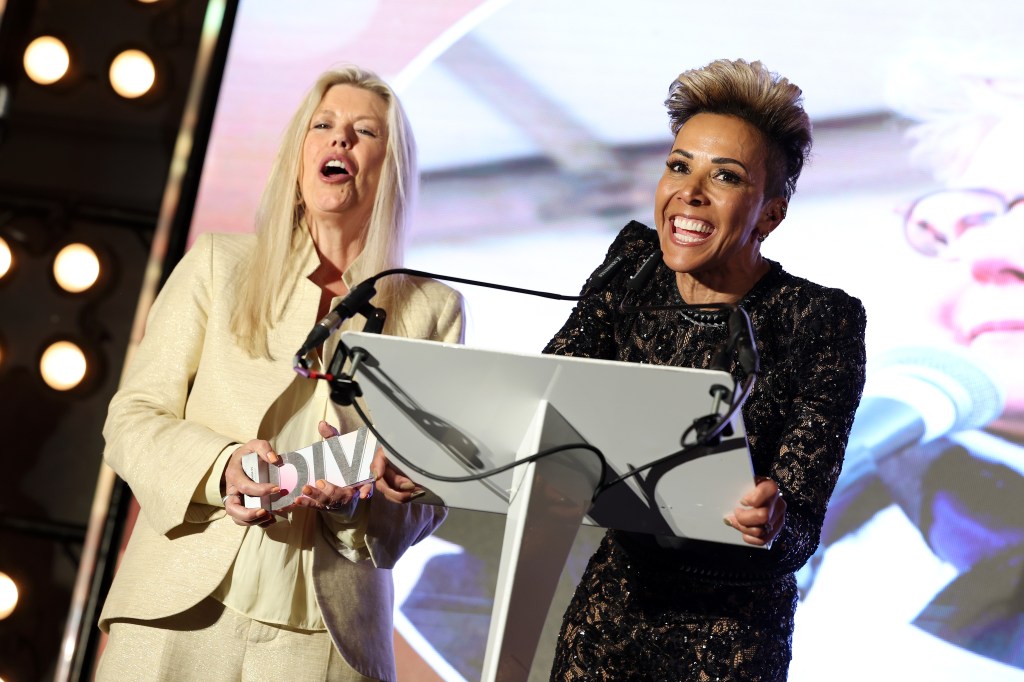 Jacquie Lawrence and Dame Kelly Holmes onstage during the DIVA Awards 2024.