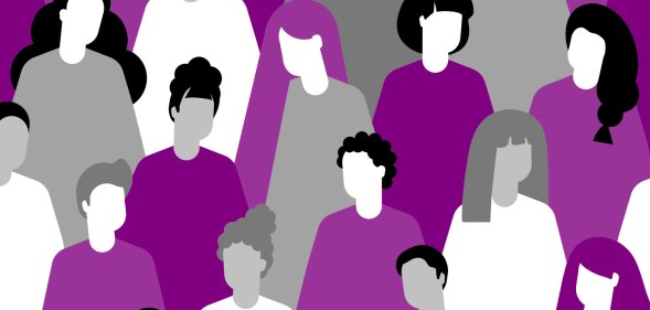 people in the asexual flag colours