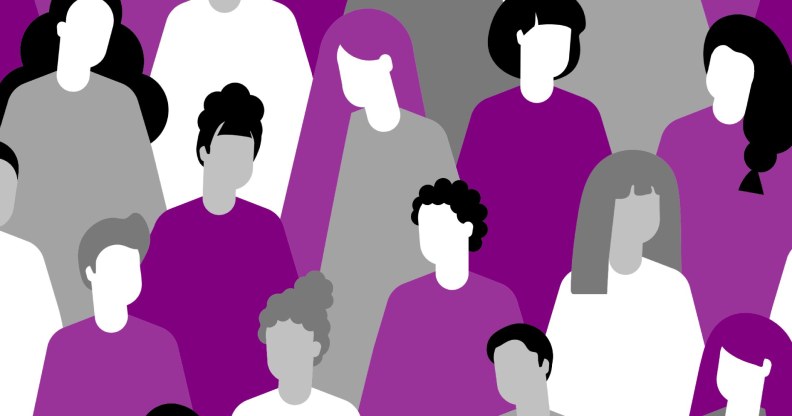 people in the asexual flag colours