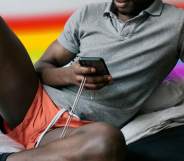 Black man on phone