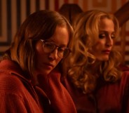 Hannah Einbinder (L) and Gillian Anderson (R) in Teenage Sex and Death at Camp Miasma