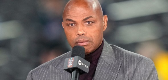 Charles Barkley appearing on NBA Tip-Off in a grey suit, holding the mic up to his mouth