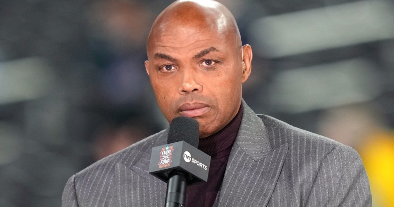 Charles Barkley appearing on NBA Tip-Off in a grey suit, holding the mic up to his mouth