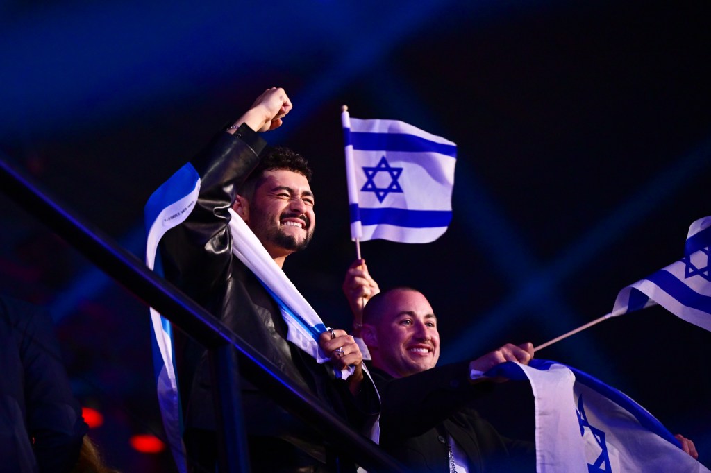 Noam Bettan representing Israel celebrates during the first semi-final of the Eurovision Song Contest