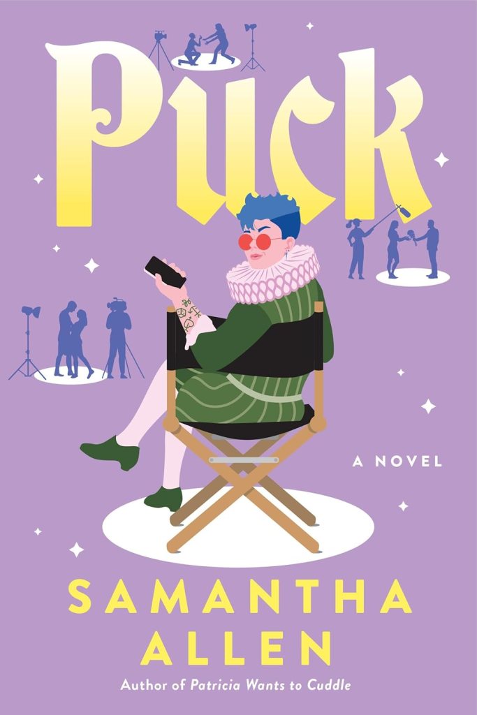 Puck by Samantha Allen cover: a person in a directors chair dressed in shakespearean outfit