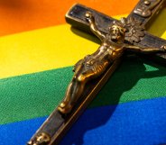 cross on a pride flag