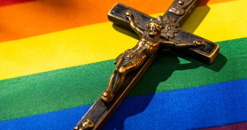 cross on a pride flag