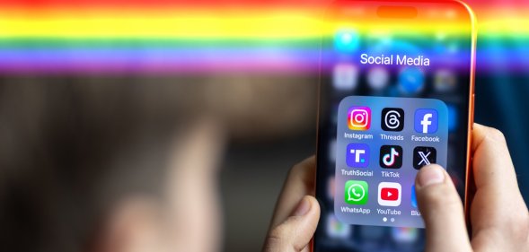 young person uses social media on mobile phone