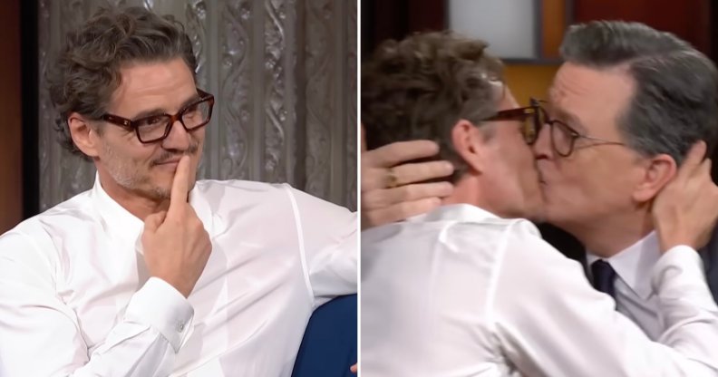 Pedro Pascal kissed Stephen Colbert on The Late Show
