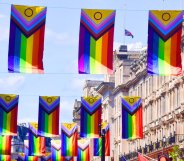 progress pride flags at regent street in london