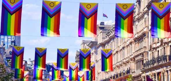 progress pride flags at regent street in london