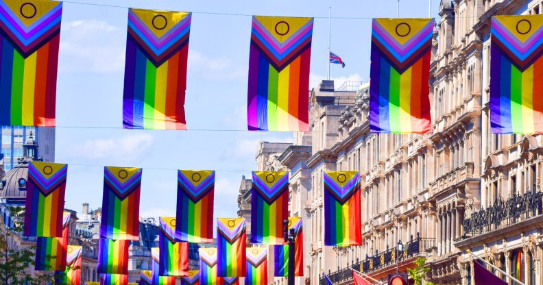 progress pride flags at regent street in london