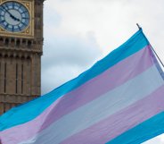 trans flag in front of big ben