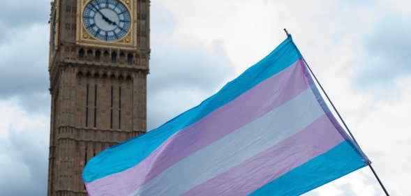 trans flag in front of big ben