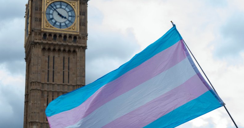 trans flag in front of big ben