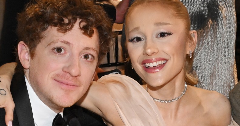 Ethan Slater, Ariana Grande, Jon M. Chu at the 31st Screen Actors Guild Awards held at Shrine Auditorium and Expo Hall on February 23, 2025 in Los Angeles, California. (Photo by Michael Buckner/Variety via Getty Images)