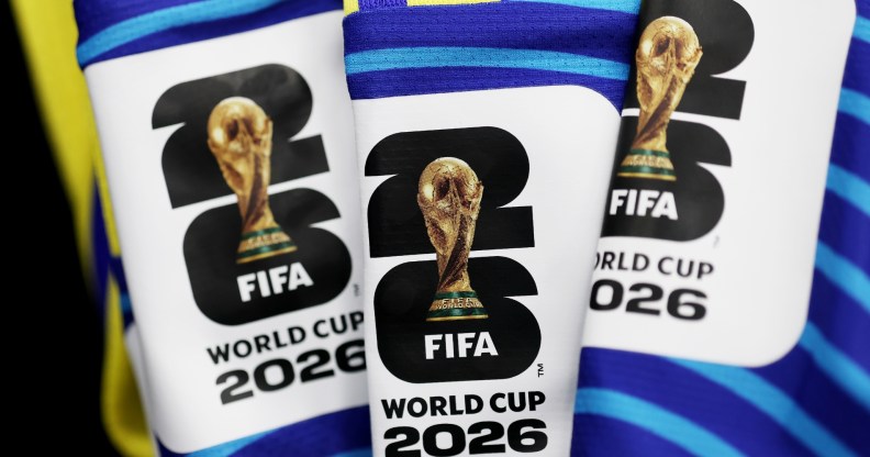 Detail of the FIFA World Cup 2026 patch on shirts