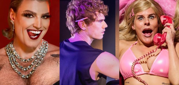 Edinburgh Fringe Festival act stills: Reuben Kaye: Hard To Swallow, The US cast of Heated Rivalry The Unauthorised Parody and Selina Mosinski: Puss In Boots – A Real Life Fairy Tale.