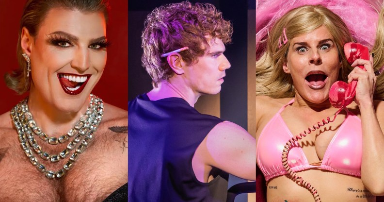 Edinburgh Fringe Festival act stills: Reuben Kaye: Hard To Swallow, The US cast of Heated Rivalry The Unauthorised Parody and Selina Mosinski: Puss In Boots – A Real Life Fairy Tale.