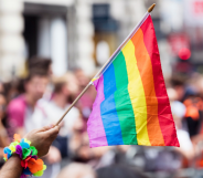 Pride flag at a pride march