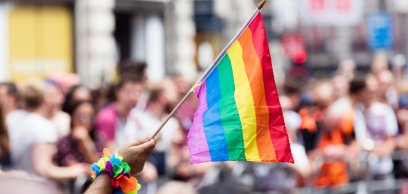 Pride flag at a pride march