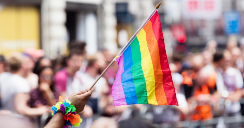 Pride flag at a pride march