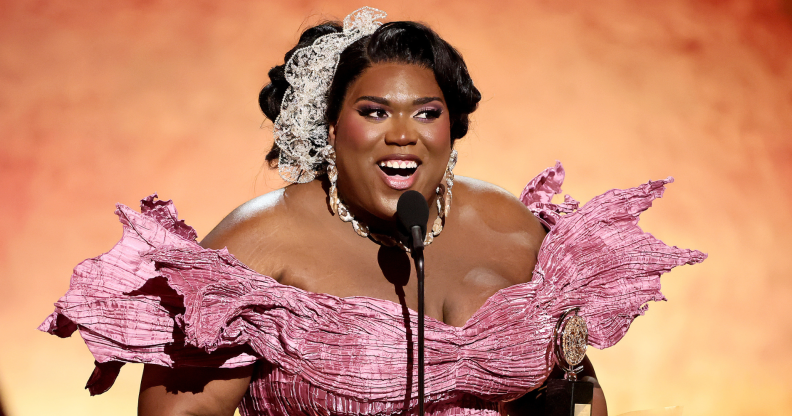 Qween Jean accepting an award at the Tony Awards