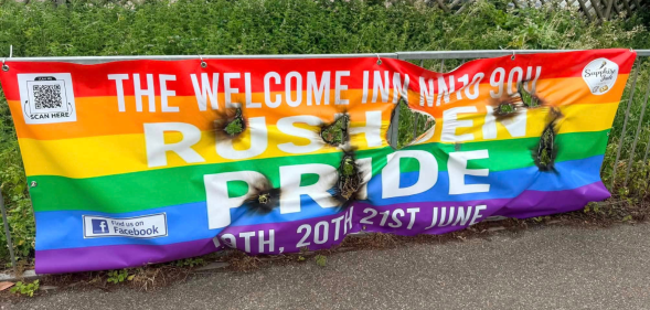 Pride flag set on fire in Rushden, Northamptonshire