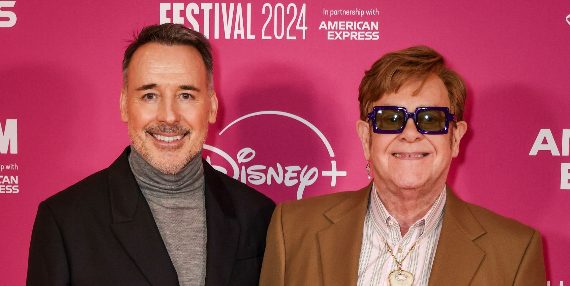 David Furnish and Elton John at the London Film Festival premiere of Elton John Never Too Late